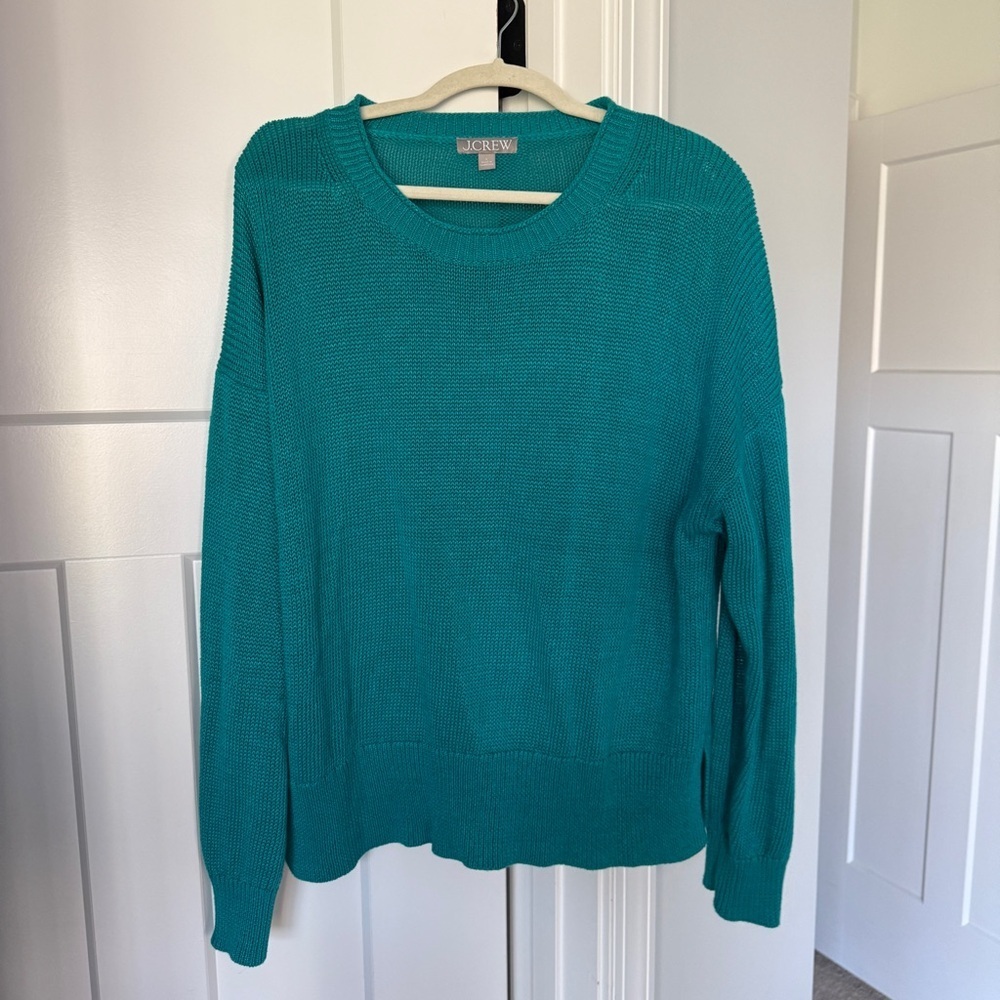 J. Crew Vibrant Teal Crew Neck Sweater Knit